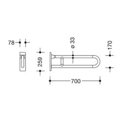 HEWI Stützklappgriff Serie 801 L 700mm, Stahlkern reinweiß... HEWI-801.50.210 99 4014884668115 (Abb. 1)