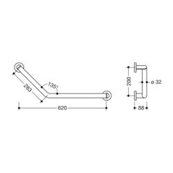HEWI Winkelgriff 135 Gr, D 32, rechts, matt geschliffen... HEWI-900.22.300XA 4014885532644 (Abb. 1)