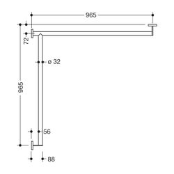 HEWI Duschhandlauf System 900 D 32, Ausführung links 965x965mm pulverbeschichtet ... HEWI-900.35.10560 DC 4014885557418 (Abb. 1)