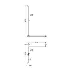 HEWI Duschhandlauf mit verschiebbarer Brausehalterstange Stystem 900 D 25/30, 1250x7... HEWI-900.35.33040 4014885533009 (Abb. 1)