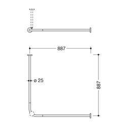 HEWI Vorhangstange D 25mm, 887mm 18 Ringe, matt geschliffen... HEWI-900.34.101XA 4014885526582 (Abb. 1)