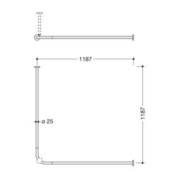 HEWI Vorhangstange D 25mm, 1187mm 24 Ringe, matt geschliffen... HEWI-900.34.103XA 4014885526629 (Abb. 1)