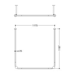 HEWI Vorhangstange D 25mm, 1187x1165x1187mm 34 Ringe, pulverbeschichtet Weiß tief... HEWI-900.34.30160 DX 4014885563228 (Abb. 1)