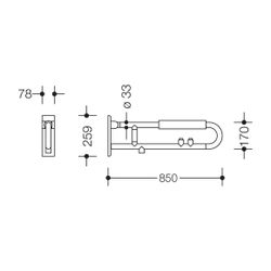 HEWI Stützklappgriff drehbar, matt, E-Ausf., Funktionstaste/WC-Spülung/Armpolster L... HEWI-801.50B511 98 4014885608028 (Abb. 1)