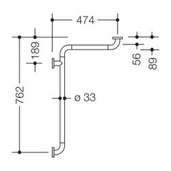 HEWI Dusch-, Wannenhandlauf, matt, D 33, 762x474mm felsgrau... HEWI-801.35B100 95 4014885600497 (Abb. 1)