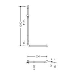 HEWI Winkelgriff mit Brausehalterstange Serie 801 1250x600mm reinweiß... HEWI-801.33.220 99 4014884999943 (Abb. 1)