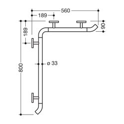 HEWI Dusch-, Wannenhandlauf Warm Touch 800x560mm D 33 chromoptisch beschichtet... HEWI-950.35.13050 4014885613237 (Abb. 1)