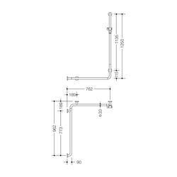 HEWI Duschhandlauf mit Brausehalterstange, Ausführung links Serie 805 Classic 1250... HEWI-805.35.240L 90 4014885610601 (Abb. 1)