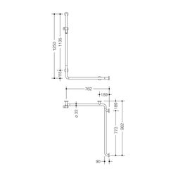 HEWI Duschhandlauf mit Brausehalterstange, Ausführung rechts Serie 805 Classic 125... HEWI-805.35.240R 90 4014885610649 (Abb. 1)