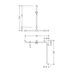 HEWI Duschhandlauf mit verschiebbarer Brausehalterstange Serie 805 Classic 1250x962... HEWI-805.35.350 99 4014885610755 (Abb. 1)