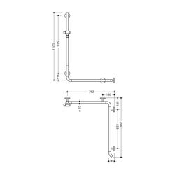 HEWI Duschhandlauf mit Brausehalterstange System 800 K 1100x762x962mm signalweiß,... HEWI-950.35.23091 33 4014885610823 (Abb. 1)