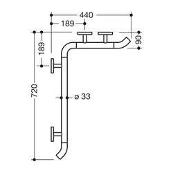 HEWI Dusch- und Wannenhandlauf Warm Touch 720x440mm D 33, Chrom-Optik, 950.35.12050... HEWI-950.35.12050 4014885613220 (Abb. 1)