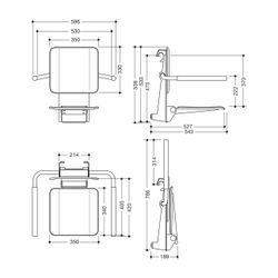 HEWI Einhängesitz mit Armlehnen klein pulverbesch. Weiß tiefmatt/weißmatt... HEWI-900.51.10160 AS 4014885633013 (Abb. 1)