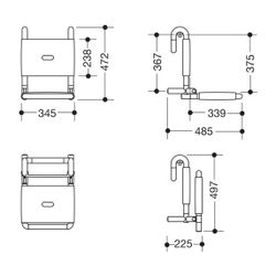 HEWI Einhängesitz klappbar B 345mm T 485mm H 472mm reinweiß... HEWI-801.51.107 99 4014885643920 (Abb. 1)