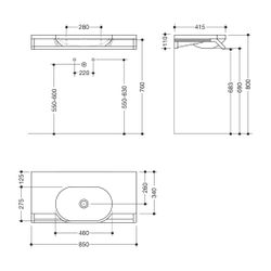 HEWI Set Waschtisch mit Haltegriff 950.11.220 mit Zubehör Dunkelgrau Perlglimmer ti... HEWI-950.19.090 SC 4014885660187 (Abb. 1)