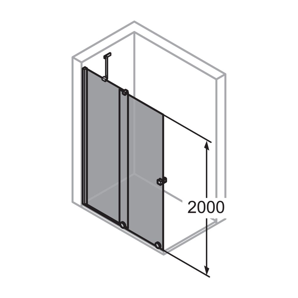 HÜPPE Xtensa Gleittür 1teilig m. fest. Segment Links 900 H2000 Stabi silber hoc... HUEPPE-XT0120069321881 4055288461568 (Abb. 3)