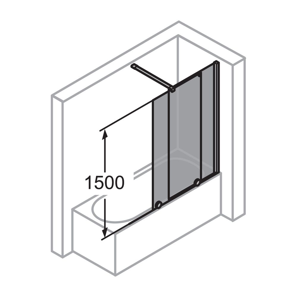 HÜPPE Xtensa pure Badewannenabtrennung Gleittür 1teilig Rechts 1400 H1500 123 G... HUEPPE-XT0702123368791 4055288240668 (Abb. 3)