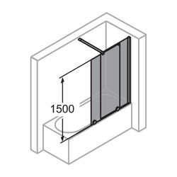 HÜPPE Xtensa pure Badewannenabtrennung Gleittür 1teilig Rechts 1400 H1500 123 G... HUEPPE-XT0702123368791 4055288240668 (Abb. 1)