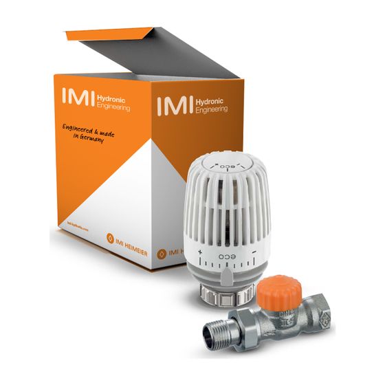 IMI Heimeier Set 4 Thermostat-Kopf K eco und Thermostat-Ventilunterteil Eclipse, DN15 1/2", Durchgangsform