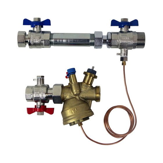 IMI TA Anschluss-Set TA-COMPACT-DP horizontal, für Differenzdruckregelung mit Passstück für Wärmezähler, DN 25 G 1