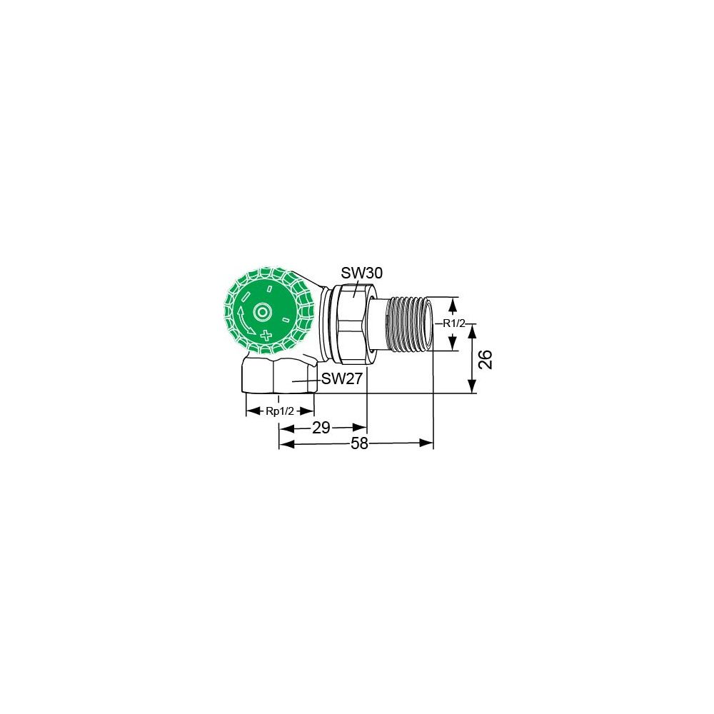 IMI Heimeier Thermostat-Ventilunterteil Eclipse 300, Winkeleck links DN 15... IMI-3953-02.000 4024052057542 (Abb. 2)