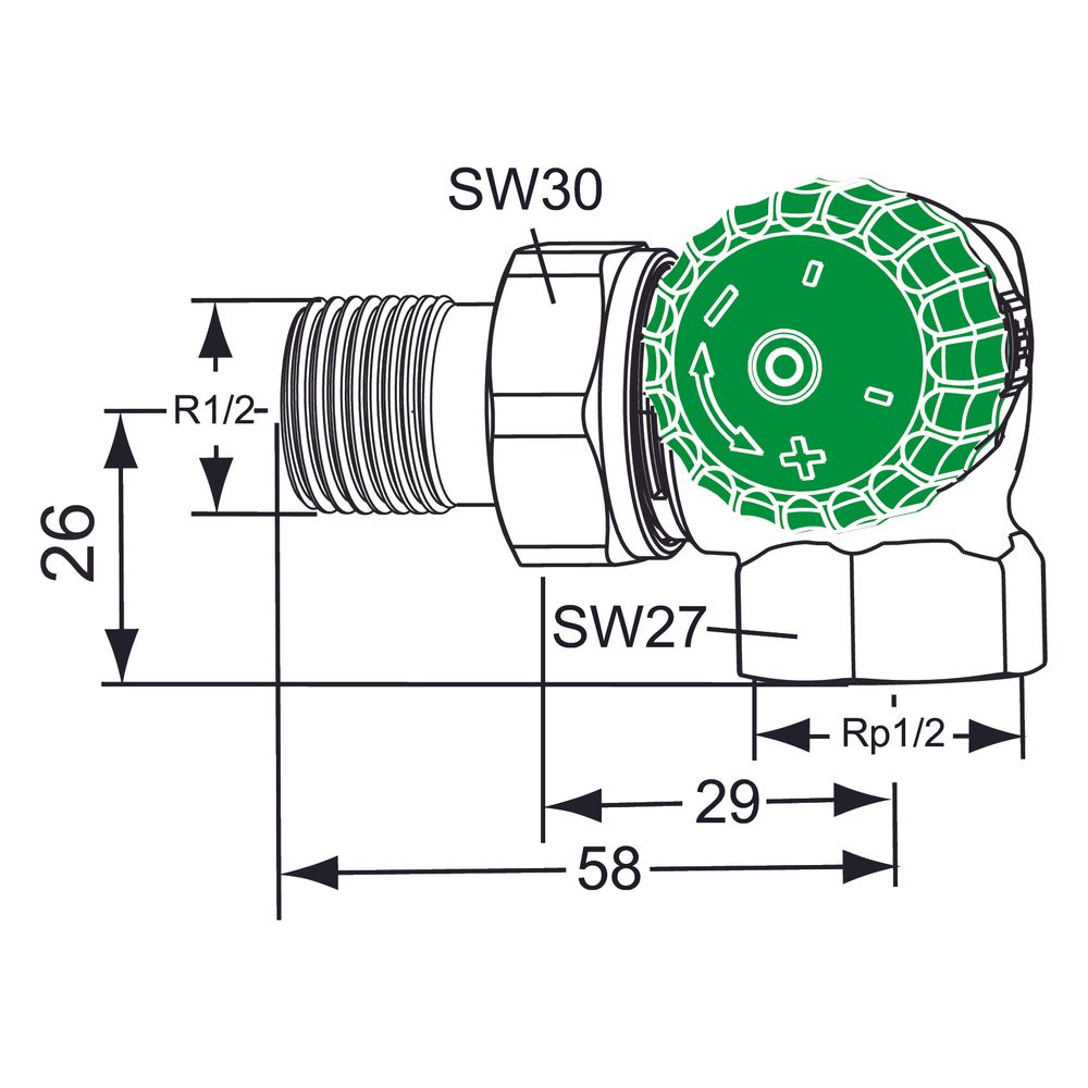 IMI Heimeier Thermostat-Ventilunterteil Eclipse 300, Winkeleck rechts DN 15... IMI-3954-02.000 4024052018598 (Abb. 2)