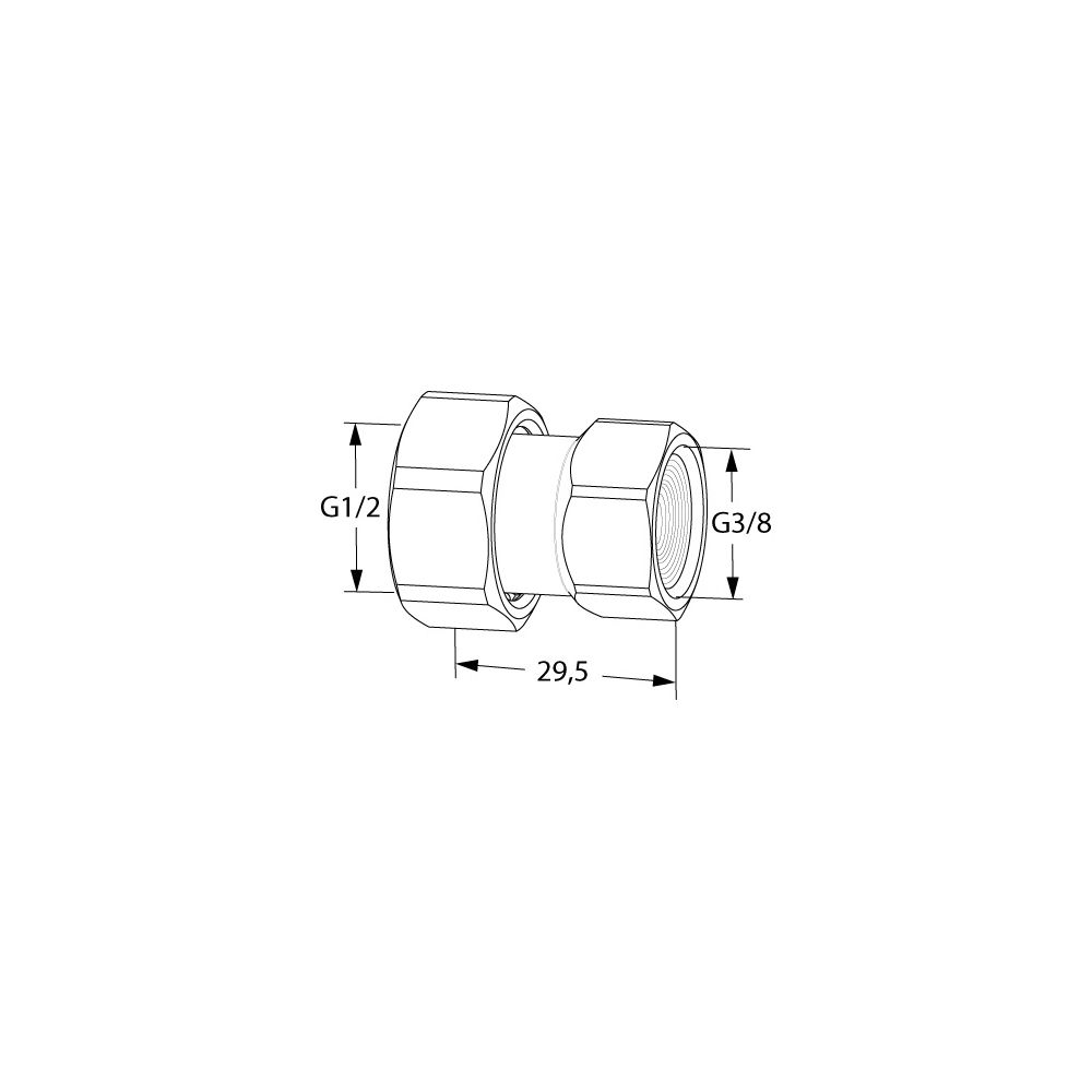 IMI TA Anschlussverschraubung DN 10, G 1/2" x G 3/8", mit Innengewinde und freilaufender ... IMI-52009810 5902276820014 (Abb. 2)