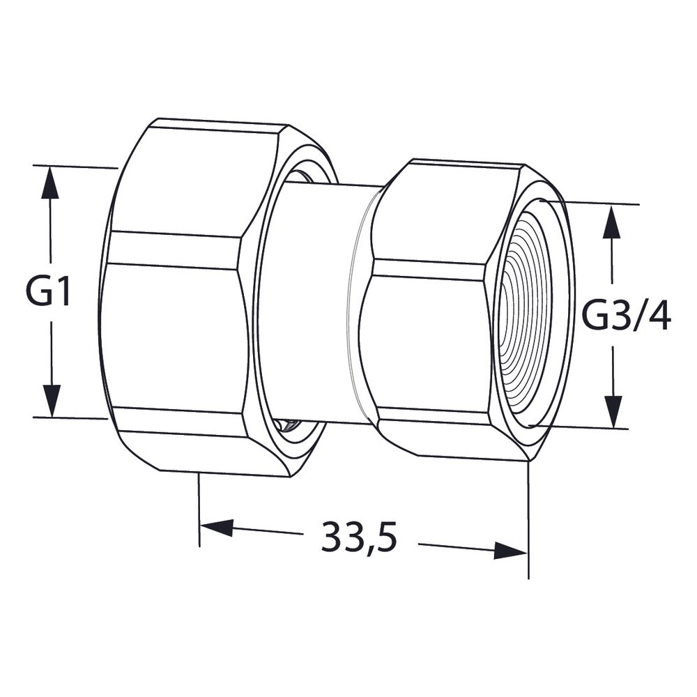 IMI TA Anschlussverschraubung DN 20, G 1" x G 3/4", mit Innengewinde und freilaufender Mu... IMI-52009820 5902276820052 (Abb. 2)