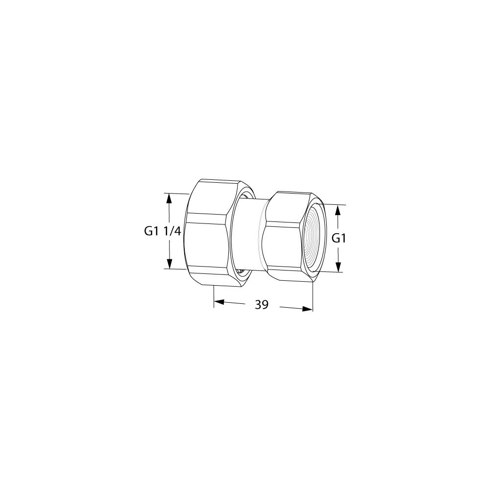 IMI TA Anschlussverschraubung DN 25, G 1 1/4" x G 1", mit Innengewinde und freilaufender ... IMI-52009825 5902276820076 (Abb. 2)
