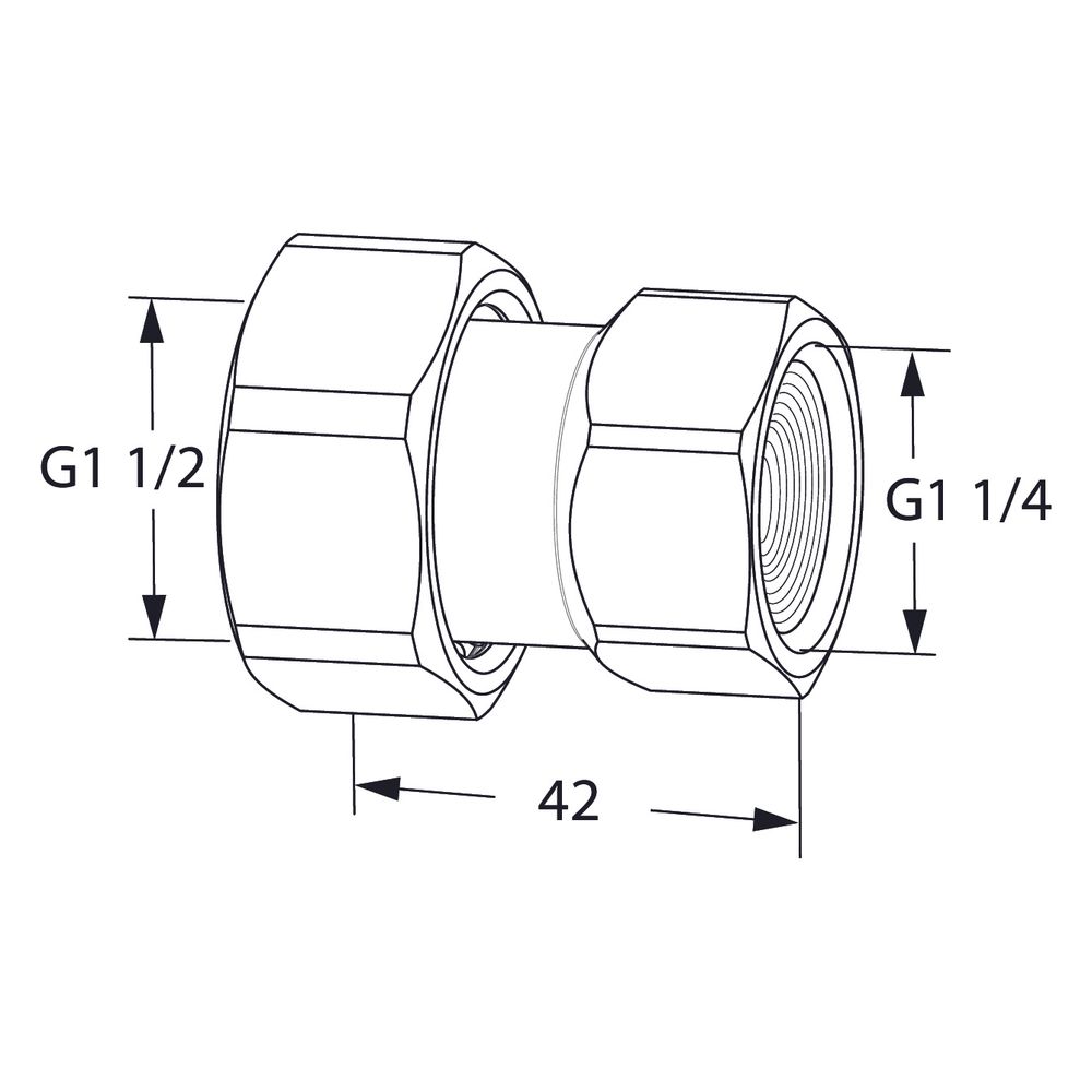 IMI TA Anschlussverschraubung DN 32, G 1 1/2" x G 1 1/4", mit Innengewinde und freilaufen... IMI-52009832 5902276820090 (Abb. 2)
