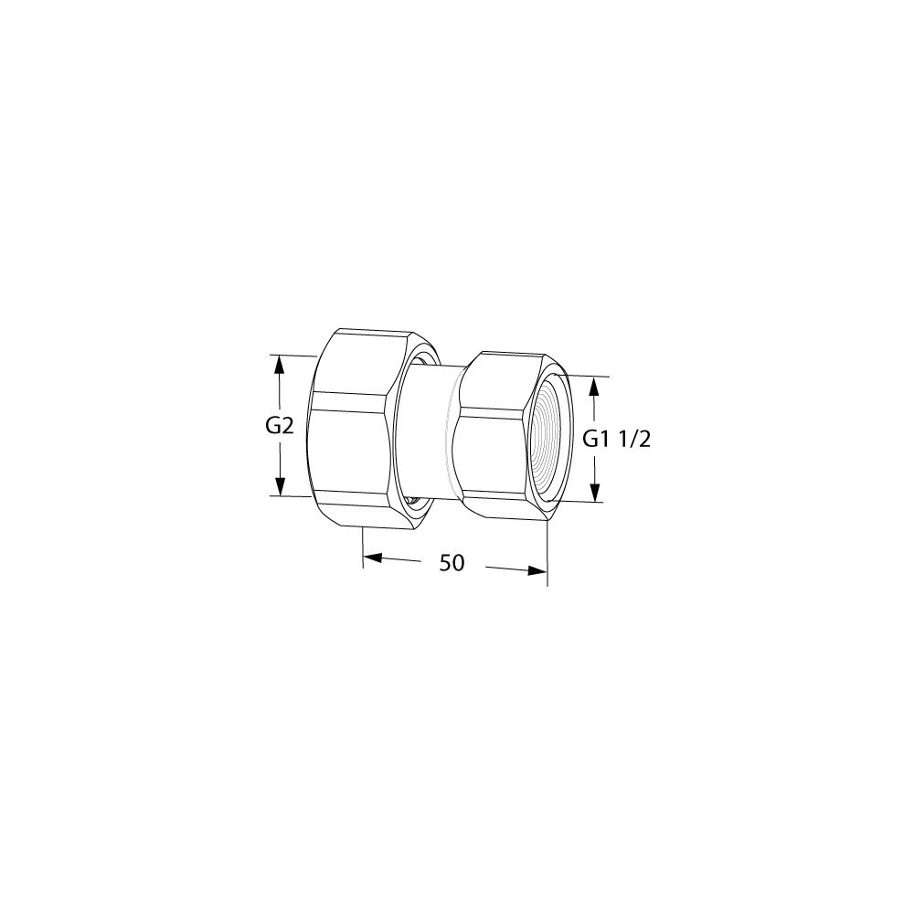 IMI TA Anschlussverschraubung DN 40, G 2" x G 1 1/2", mit Innengewinde und freilaufender ... IMI-52009840 5902276820113 (Abb. 2)