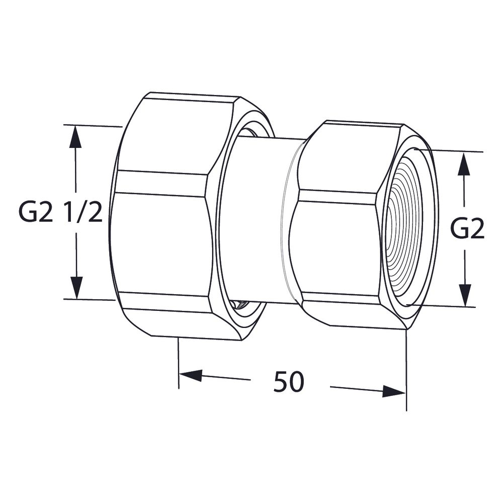 IMI TA Anschlussverschraubung DN 50, G 2 1/2" x G 2", mit Innengewinde und freilaufender ... IMI-52009850 5902276820137 (Abb. 2)