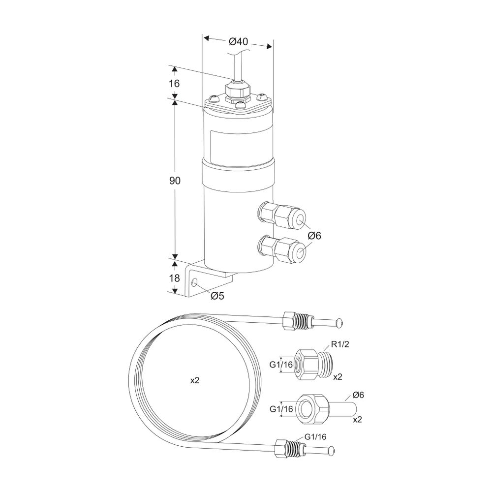 Heimeier TA Differenzdruck-Fühler Set für TA-Smart-Dp 10-100kPa... IMI-32502010008 5902276817656 (Abb. 2)