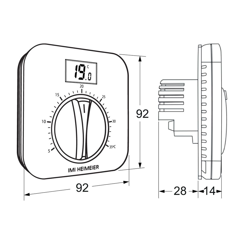 Heimeier DS1-L V2 Raumthermostat 230V Unterputzmontage mit LCD-Bildschirm... IMI-1511-09.500 4024052033348 (Abb. 2)