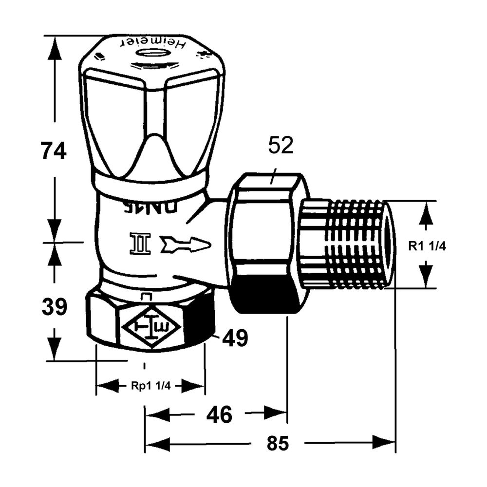 IMI Heimeier Regulierventil Mikrotherm Eckform, DN 32, Rotguß vernickelt... IMI-0121-05.500 4024052112715 (Abb. 2)