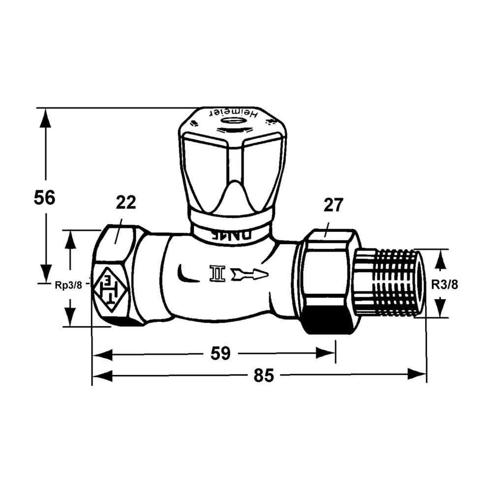 IMI Heimeier Regulierventil Mikrotherm Durchgangsform, DN 10, Rotguß vernickelt... IMI-0122-01.500 4024052112913 (Abb. 2)