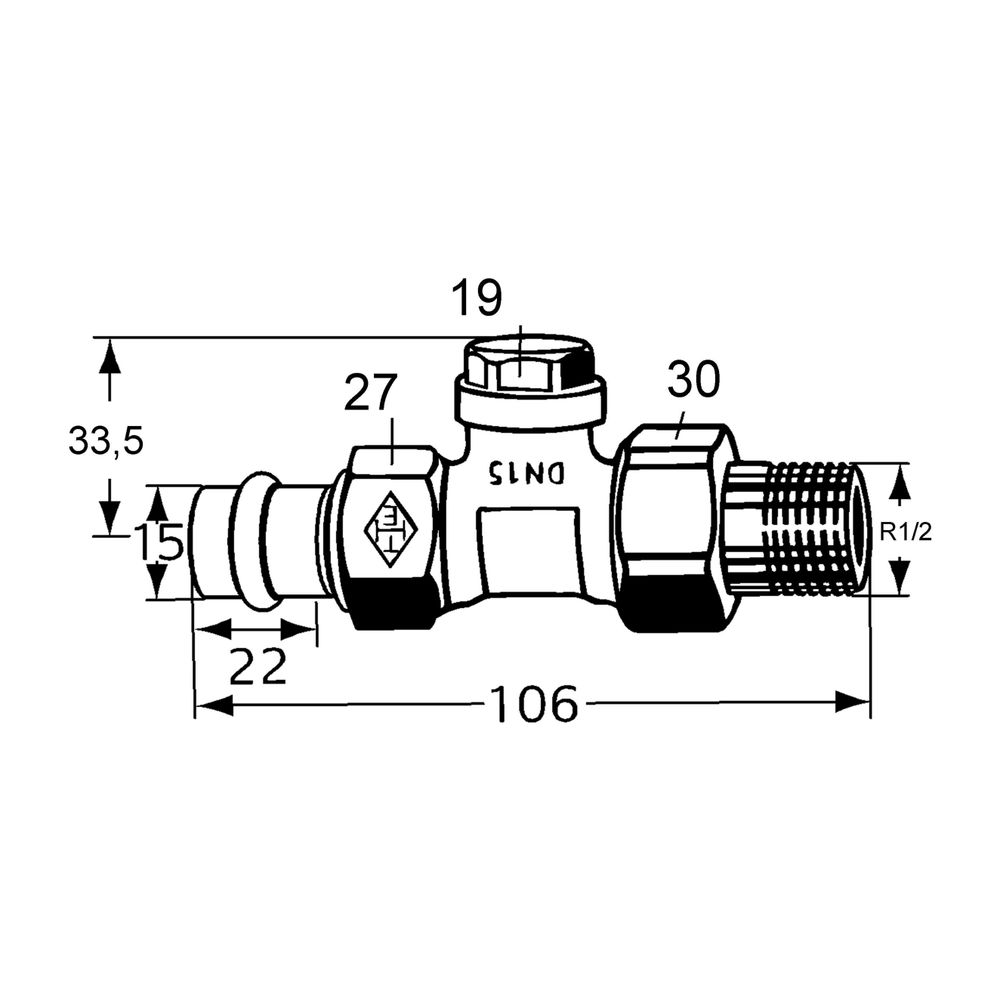 IMI Heimeier Verschraubung Regulux, DN 15 Durchgang, Viega Pressanschluss 15mm... IMI-0342-15.000 4024052545216 (Abb. 2)