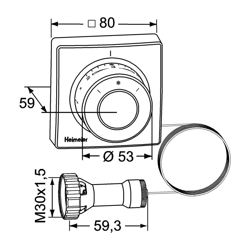 IMI Heimeier Thermostat-Kopf F mit Ferneinsteller und 2m Kapillarrohr... IMI-2802-00.500 4024052191017 (Abb. 2)