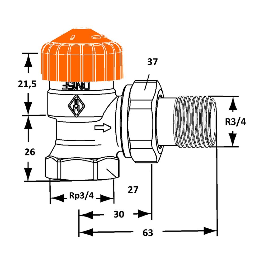 IMI Heimeier Thermostat-Ventilunterteil Eclipse, Eckform, verkürzt, DN 20... IMI-3461-03.000 4024052932511 (Abb. 2)