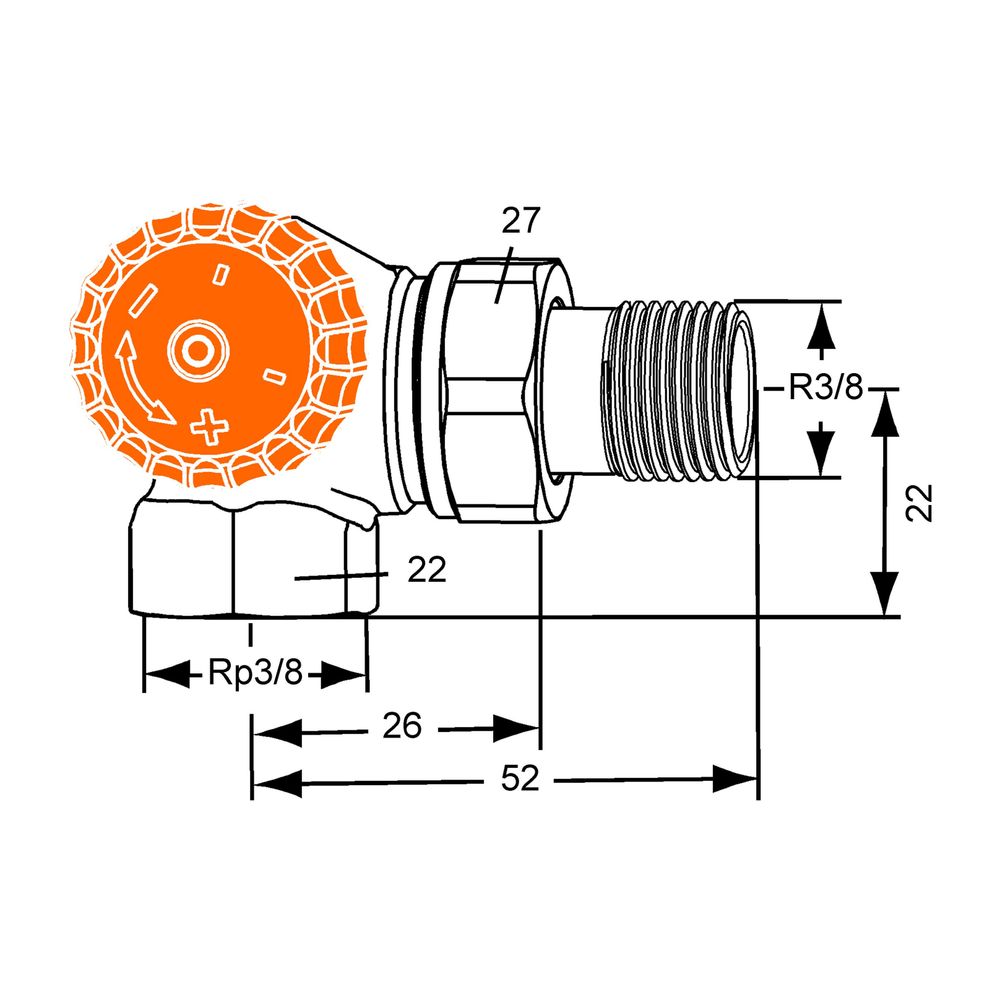 IMI Heimeier Thermostat-Ventilunterteil Eclipse, Winkeleck/links, DN 10... IMI-3933-01.000 4024052931019 (Abb. 2)