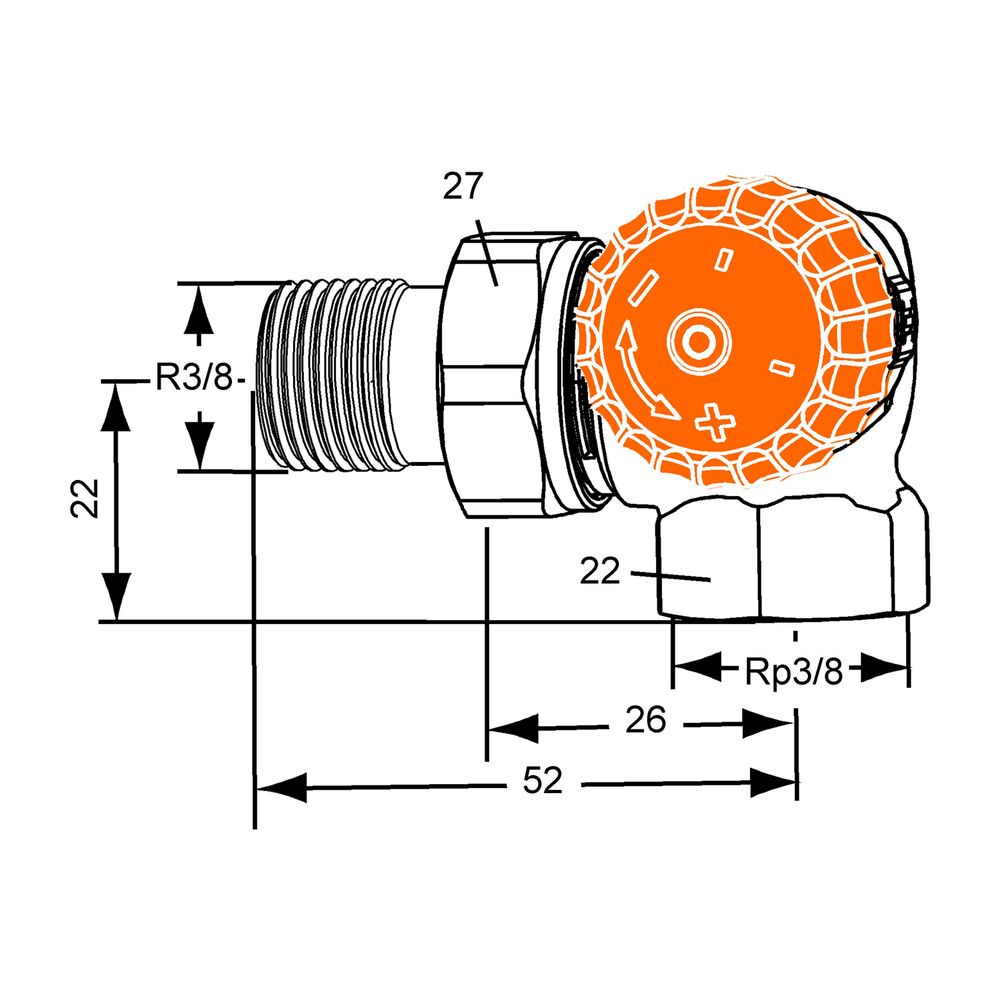 IMI Heimeier Thermostat-Ventilunterteil Eclipse, Winkeleck/rechts, DN 10... IMI-3934-01.000 4024052931118 (Abb. 2)