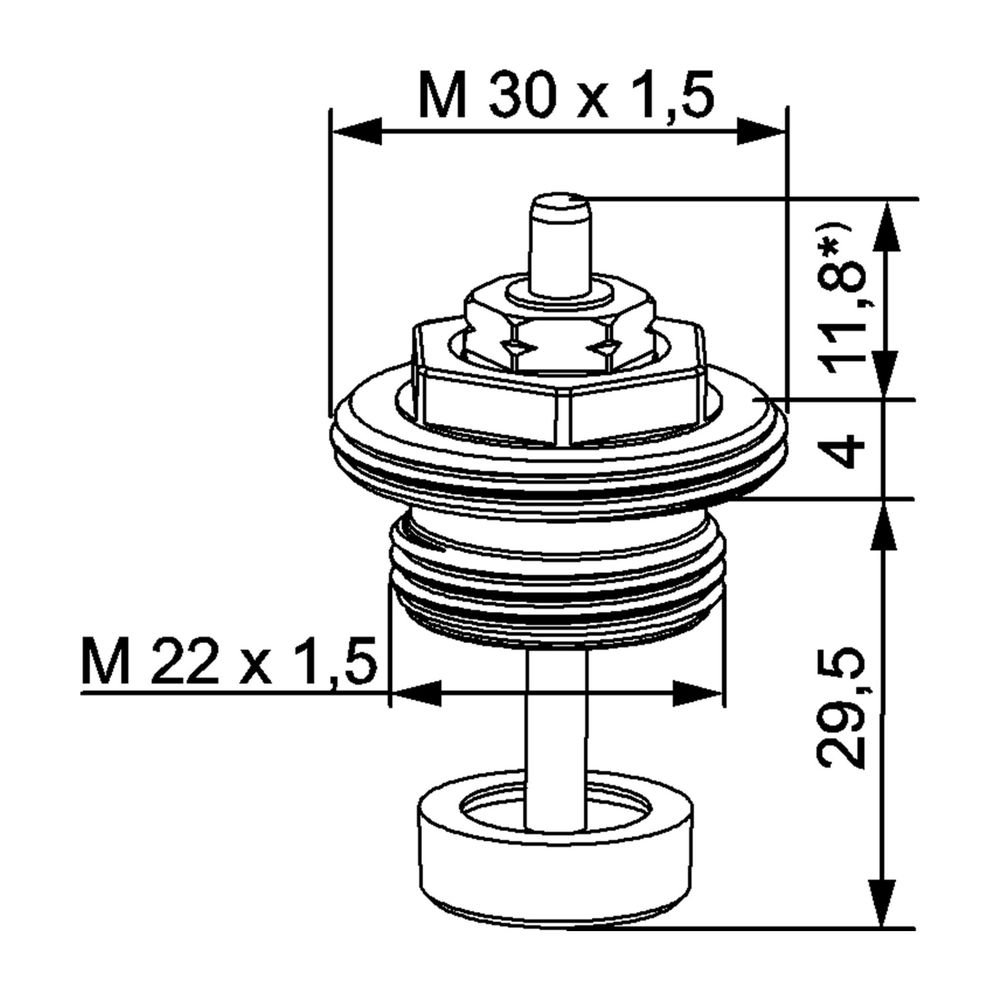 IMI Heimeier Thermostat-Oberteil für Ventilheizkörper Bauschutzkappe schwarz, M 22x1,5... IMI-4321-03.300 4024052229918 (Abb. 2)