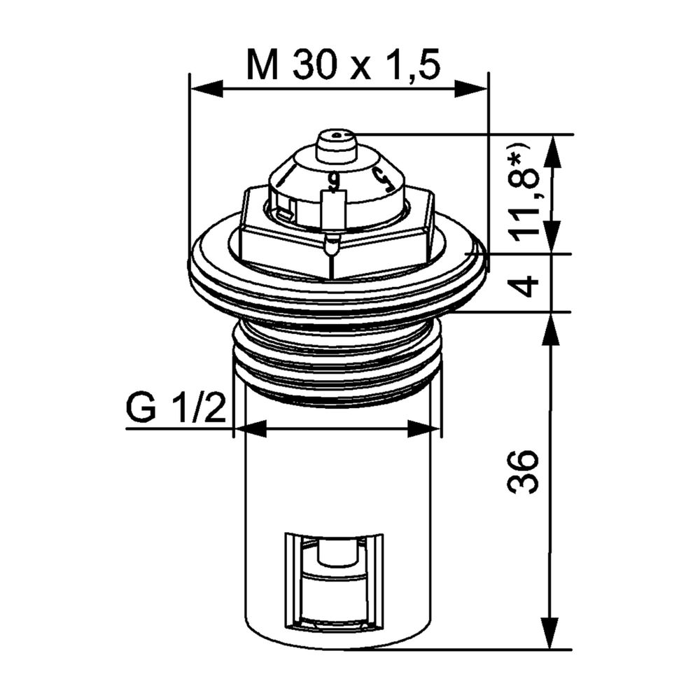 IMI Heimeier Thermostat-Oberteil für Ventilheizkörper mit genauer Voreinstellung, G 1/... IMI-4324-03.301 4024052323593 (Abb. 2)