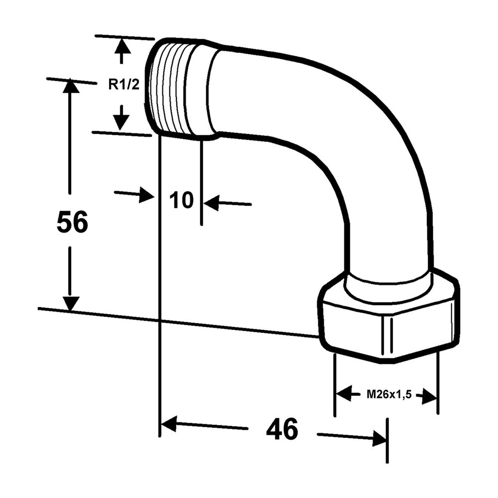 IMI Heimeier Heizkörperanschlussbogen R 1/2 x M 26, AMETAL-C vernickelt... IMI-50702115 7318792689307 (Abb. 2)