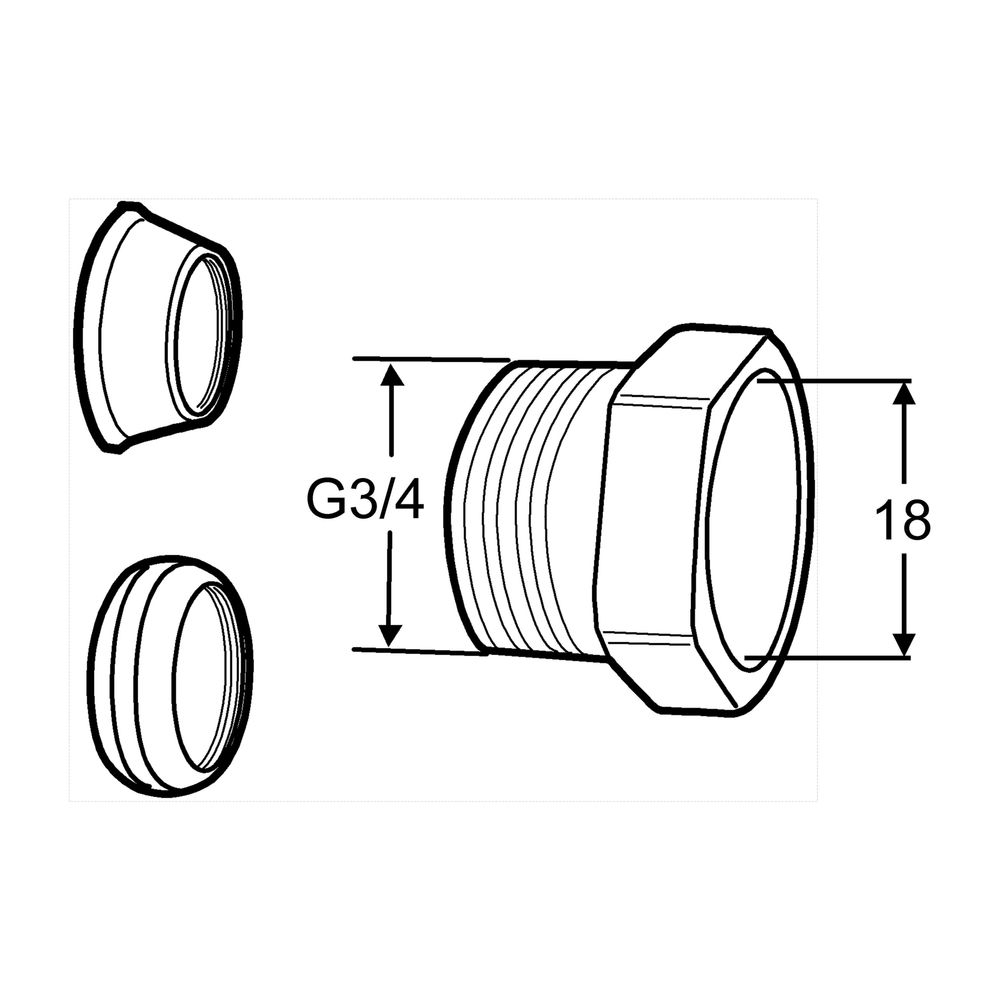 IMI TA Kombi-Kupplung, 18mm, G 3/4 für Kupfer- oder Präzisionsstahlrohr... IMI-53235121 7318792875601 (Abb. 1)