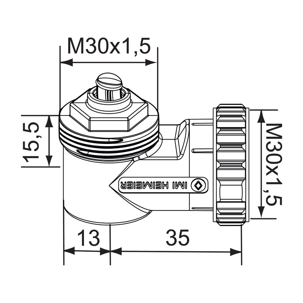 IMI Heimeier Winkelanschluss M 30x1,5 für Thermostat-Köpfe und Stellantriebe, weiß... IMI-7300-00.700 4024052035724 (Abb. 2)