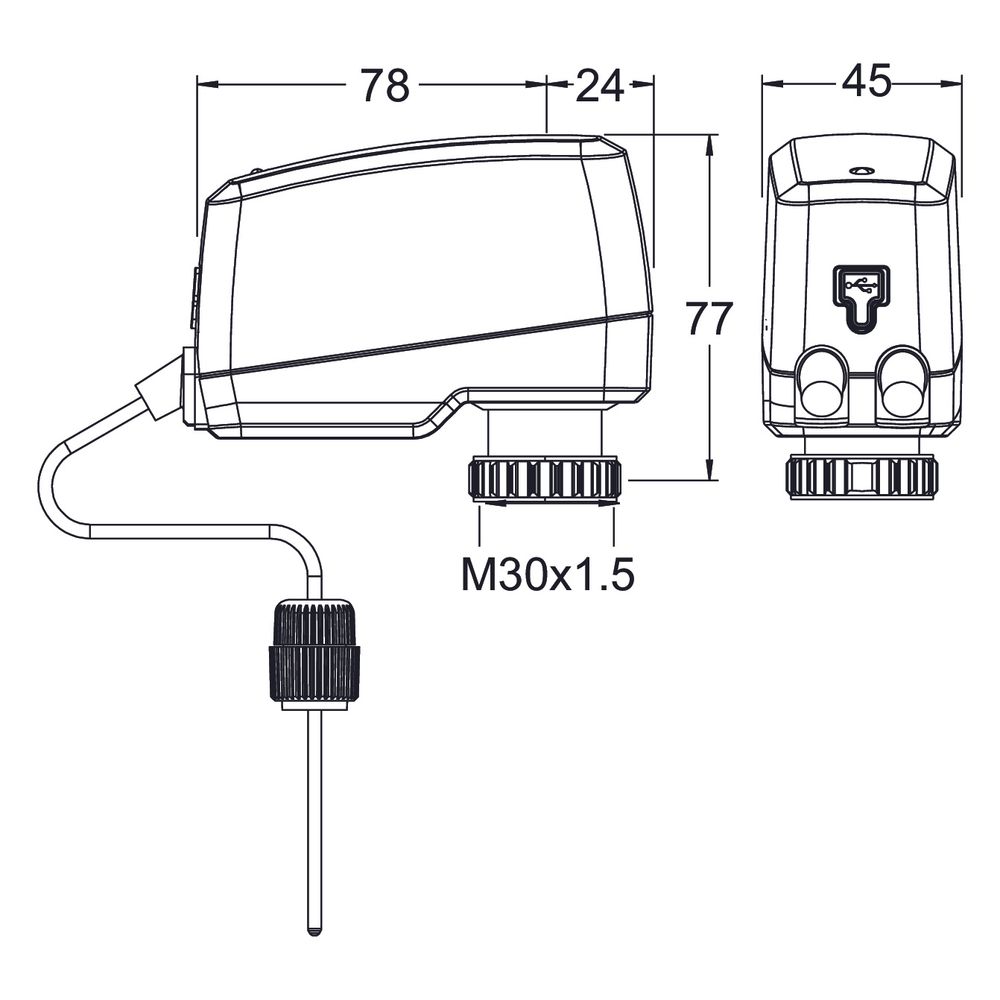 IMI TA motorischer Stellantrieb TA-Slider 160 T, mit Pt1000, stetig, 0-10V DC, Kabel 1... IMI-32222410814 5902276820830 (Abb. 2)