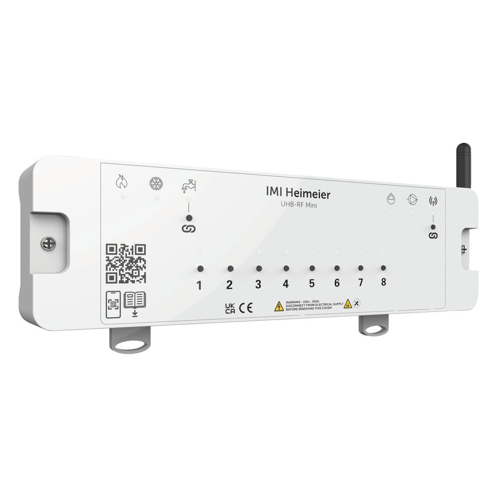 IMI Heimeier Klemmleiste UH8-RF Mini, Funk, 8 Zonen, 230V, 868MHz Funkfrequenz, ABS, Weiß 1510-01.008