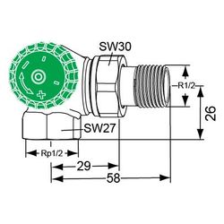 IMI Heimeier Thermostat-Ventilunterteil Eclipse 300, Winkeleck links DN 15... IMI-3953-02.000 4024052057542 (Abb. 1)