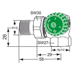 IMI Heimeier Thermostat-Ventilunterteil Eclipse 300, Winkeleck rechts DN 15... IMI-3954-02.000 4024052018598 (Abb. 1)